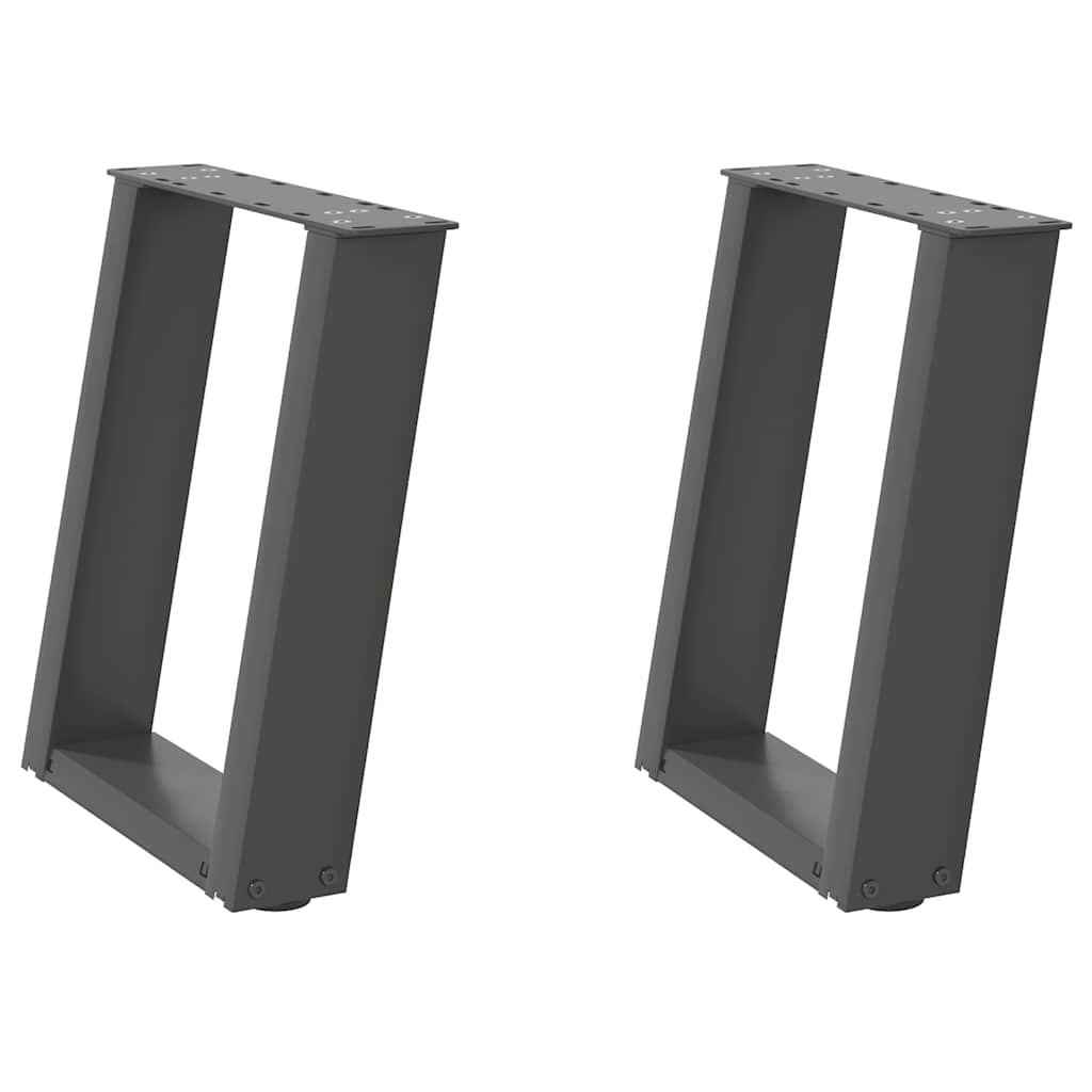 Gambe Tavolino Caffè a U 2 pz Antracite 38x(42-43) cm Acciaio - homemem39