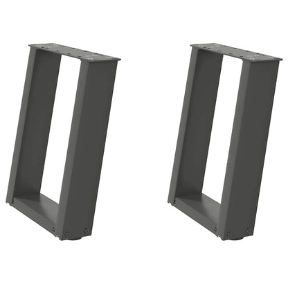 Gambe Tavolino Caffè a U 2 pz Antracite 38x(42-43) cm Acciaio - homemem39