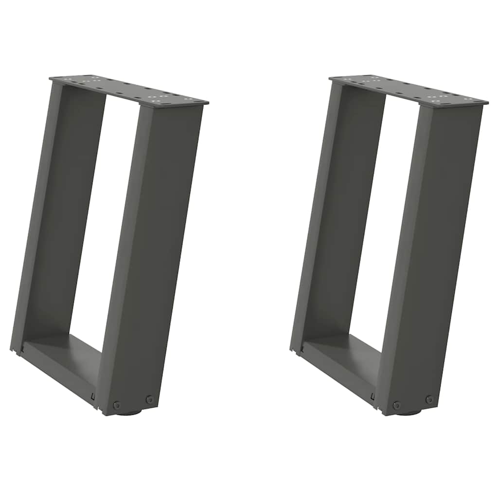 Gambe per Tavolino da Caffè forma U 2 pz Antracite 38x(42-43)cm