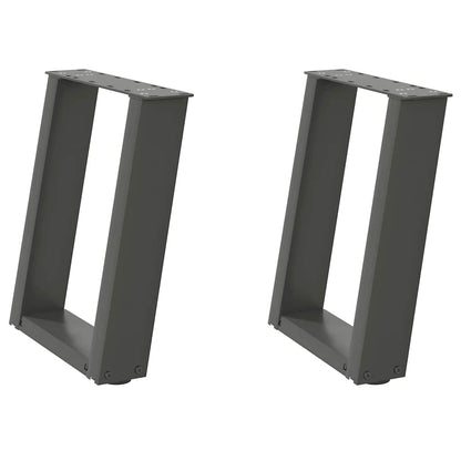 Gambe per Tavolino da Caffè forma U 2 pz Antracite 38x(42-43)cm