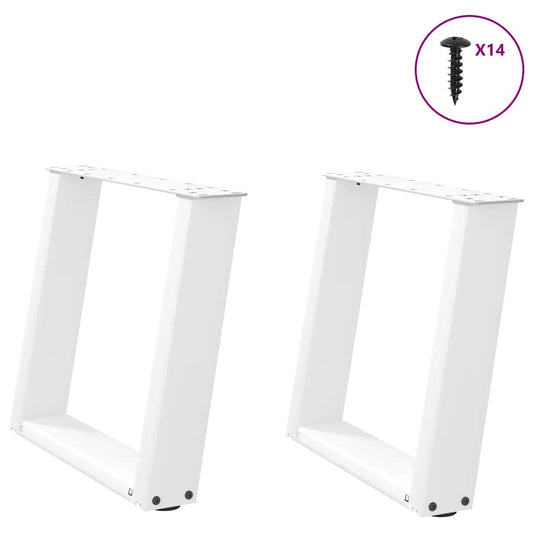 Gambe Tavolino Caffè a U 2 pz Bianco 50x(42-43) cm Acciaio - homemem39