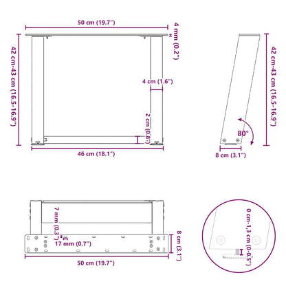 Gambe Tavolino Caffè a U 2 pz Bianco 50x(42-43) cm Acciaio - homemem39