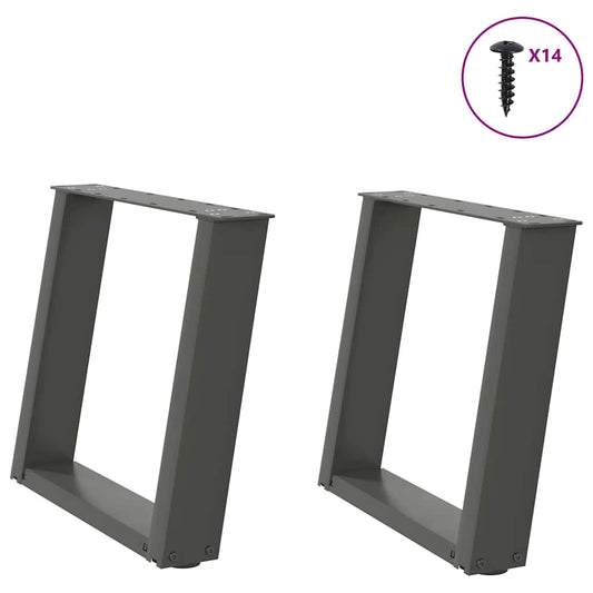 Gambe Tavolino Caffè a U 2 pz Antracite 50x(42-43) cm Acciaio - homemem39