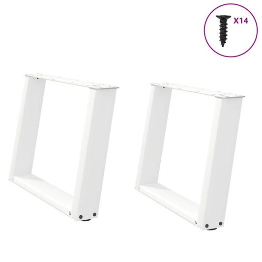 Gambe Tavolino Caffè a U 2 pz Bianco 60x(42-43) cm Acciaio - homemem39
