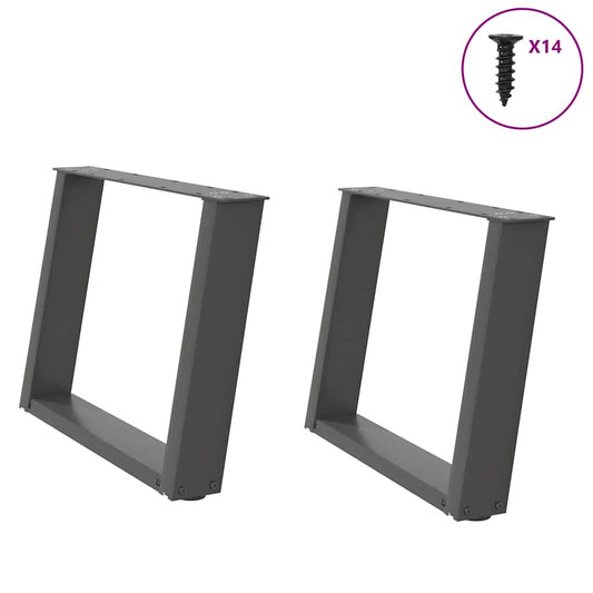 Gambe Tavolino Caffè a U 2 pz Antracite 60x(42-43) cm Acciaio - homemem39