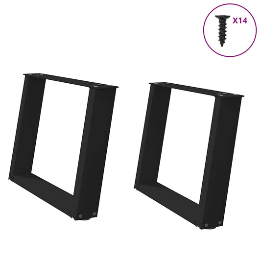 Gambe Tavolino Caffè a U 2 pz Nero 70x(42-43)cm Acciaio - homemem39