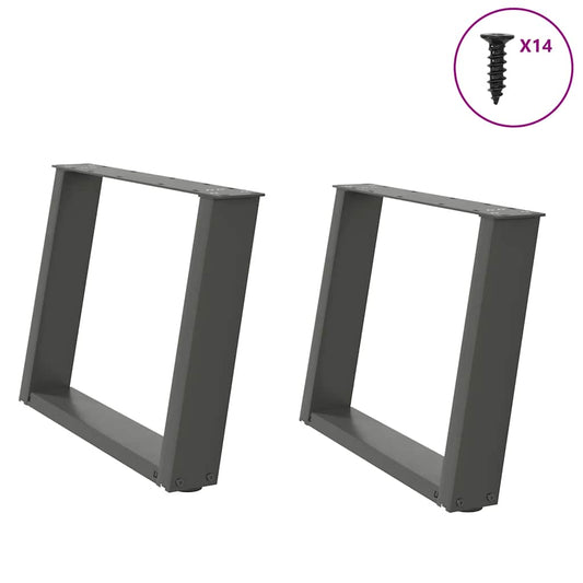 Gambe Tavolino Caffè a U 2 pz Antracite 70x(42-43) cm Acciaio - homemem39