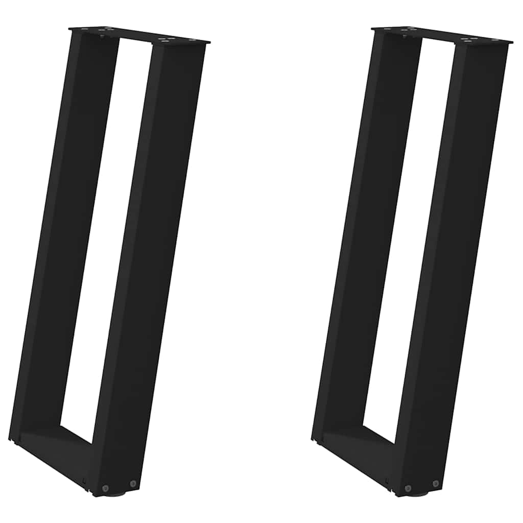 Gambe Tavolo Consolle a U 2 pz Nero 28x(72-73) cm Acciaio - homemem39