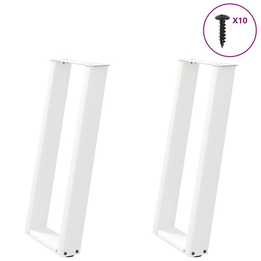 Gambe Tavolo Consolle a U 2 pz Bianco 28x(72-73) cm Acciaio - homemem39