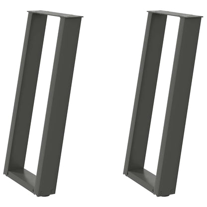 Gambe per tavolo consolle forma U 2 pz Antracite 28x(72-73) cm