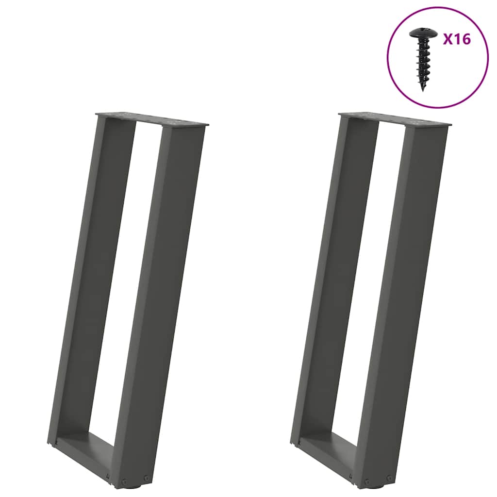 Gambe per tavolo consolle forma U 2 pz Antracite 38x(72-73) cm