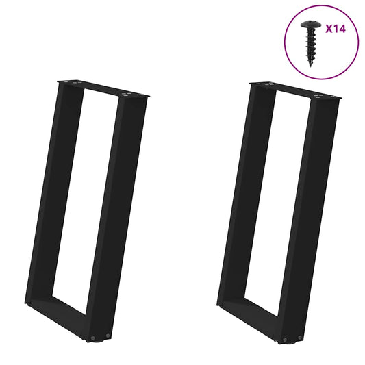 Gambe Tavolo Pranzo a Forma U 2 pz Nero 50x(72-73) cm Acciaio - homemem39