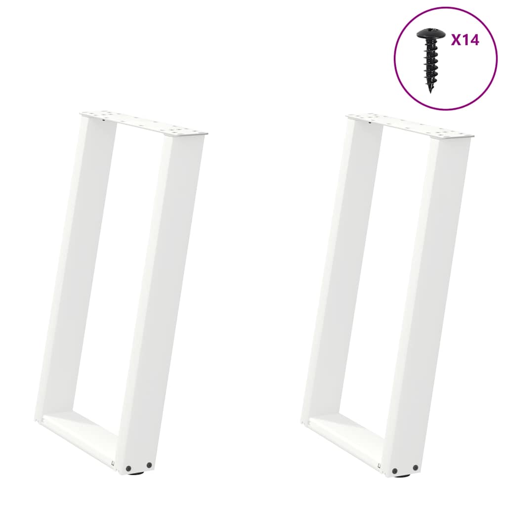 Gambe Tavolo Pranzo a U 2 pz Bianco 50x(72-73)cm Acciaio - homemem39