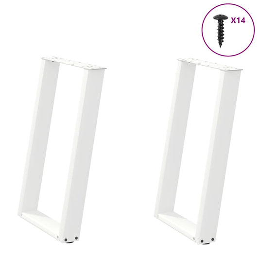 Gambe Tavolo Pranzo a U 2 pz Bianco 50x(72-73)cm Acciaio - homemem39