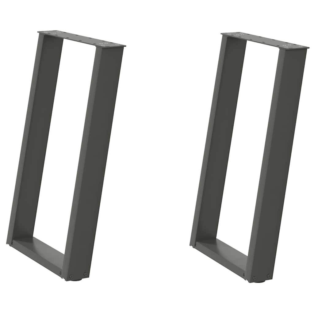 Gambe Tavolo Pranzo a U 2 pz Antracite 50x(72-73) cm Acciaio - homemem39