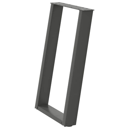 Gambe Tavolo Pranzo a U 2 pz Antracite 50x(72-73) cm Acciaio - homemem39