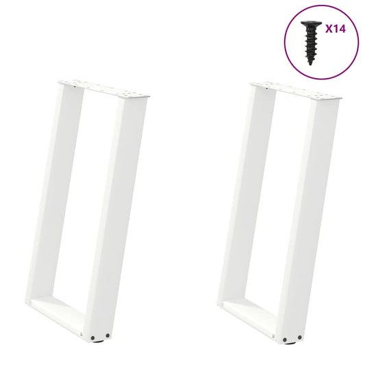 Gambe Tavolo Pranzo a U 2 pz Bianco 60x(72-73) cm Acciaio - homemem39