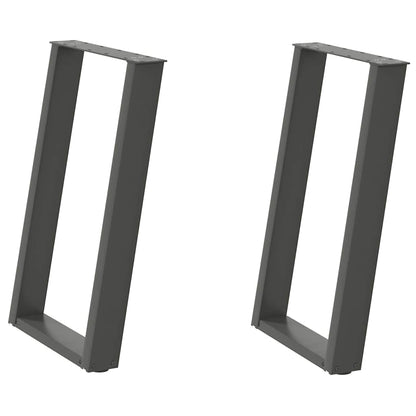 Gambe per tavolo da pranzo forma U 2 pz Antracite 60x(72-73) cm
