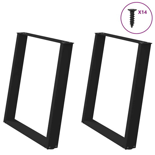 Gambe Tavolo Pranzo a Forma U 2 pz Nero 70x(72-73) cm Acciaio - homemem39