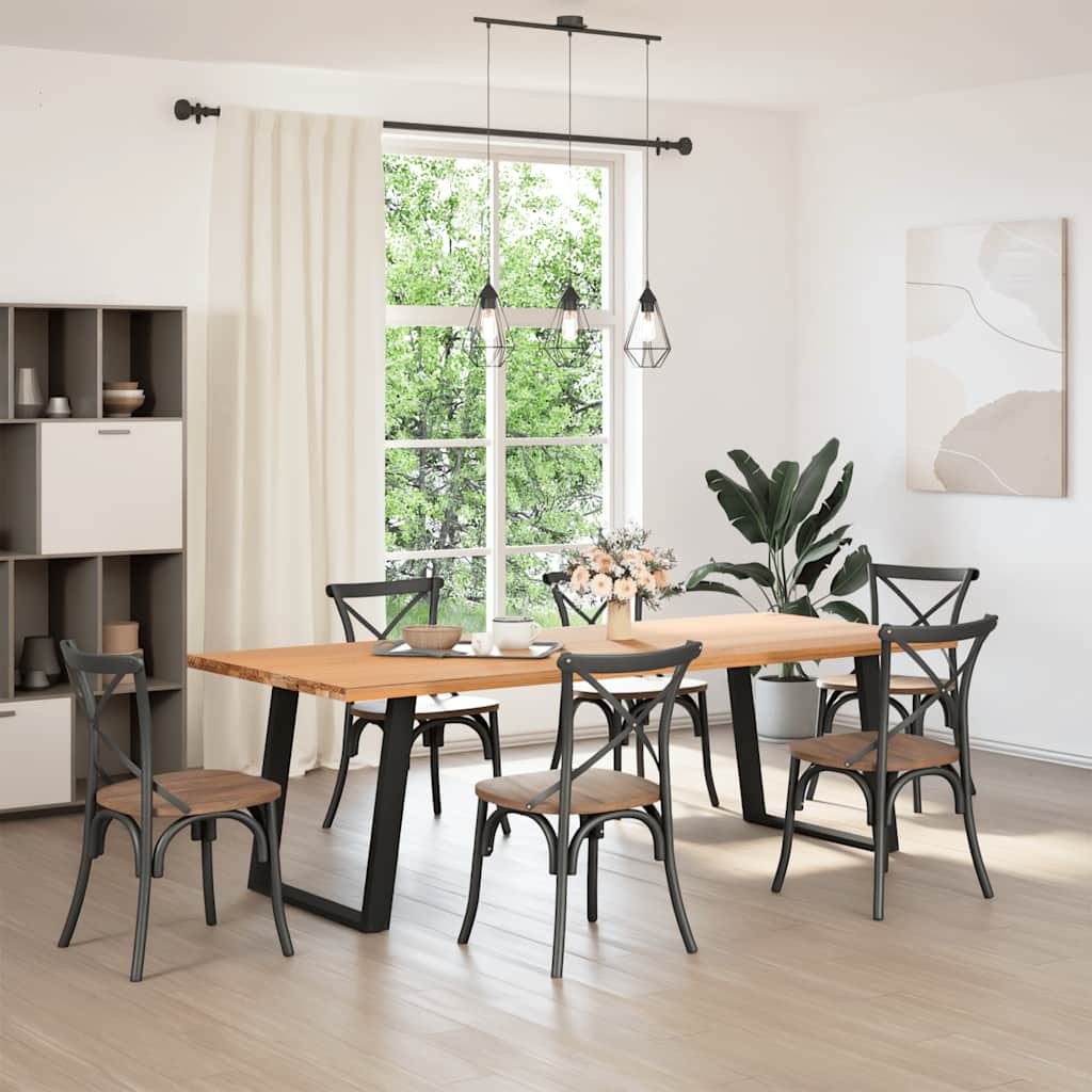 Gambe per tavolo da pranzo a forma di U 2 pz nere 70x(72-73) cm