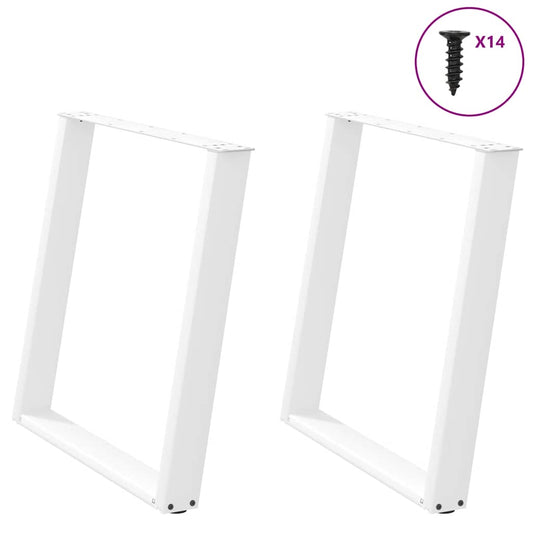 Gambe Tavolo Pranzo a U 2 pz Bianco 70x(72-73) cm Acciaio - homemem39