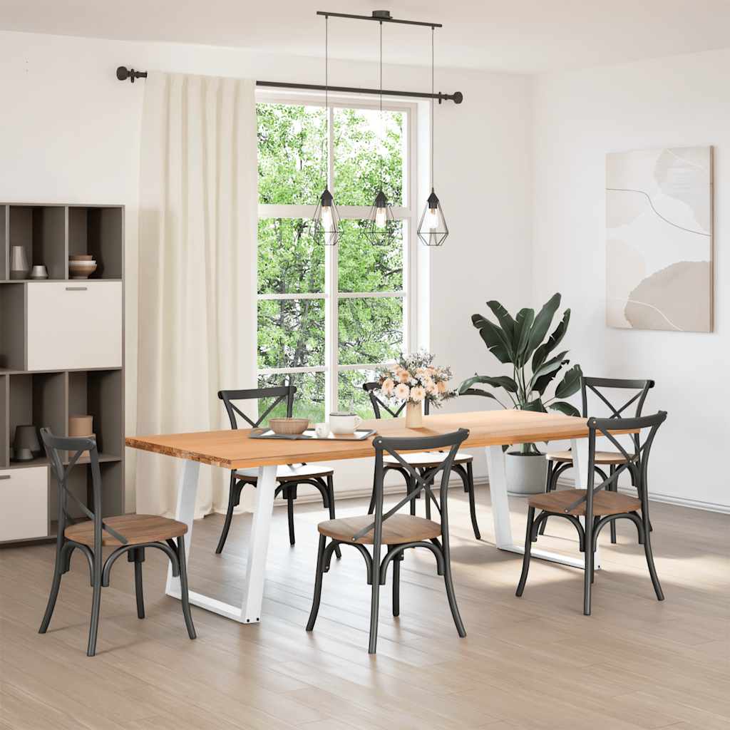Gambe Tavolo Pranzo a U 2 pz Bianco 70x(72-73) cm Acciaio - homemem39