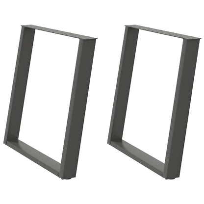 Gambe Tavolo Pranzo a U 2 pz Antracite 70x(72-73) cm Acciaio - homemem39