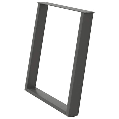 Gambe Tavolo Pranzo a U 2 pz Antracite 70x(72-73) cm Acciaio - homemem39