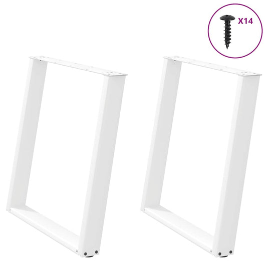 Gambe Tavolo Pranzo a U 2 pz Bianco 80x(72-73) cm Acciaio - homemem39