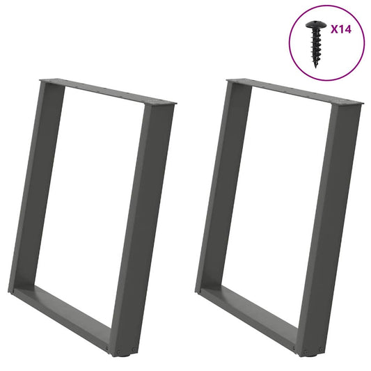 Gambe Tavolo Pranzo a U 2 pz Antracite 80x(72-73) cm Acciaio - homemem39
