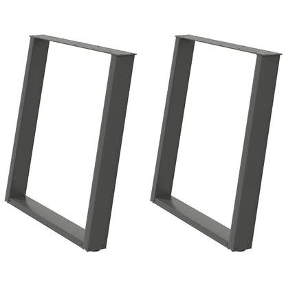 Gambe Tavolo Pranzo a U 2 pz Antracite 80x(72-73) cm Acciaio - homemem39
