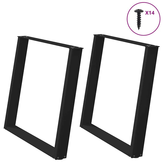 Gambe Tavolo Pranzo a U 2 pz Nero 90x(72-73) cm Acciaio - homemem39