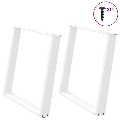 Gambe Tavolo Pranzo a U 2 pz Bianco 90x(72-73)cm Acciaio - homemem39
