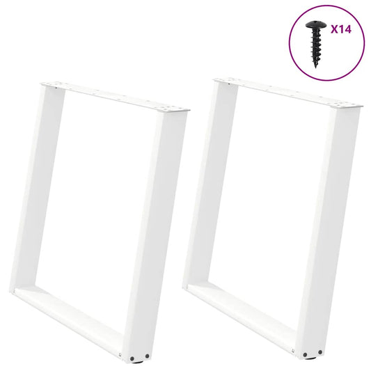 Gambe Tavolo Pranzo a U 2 pz Bianco 90x(72-73)cm Acciaio - homemem39