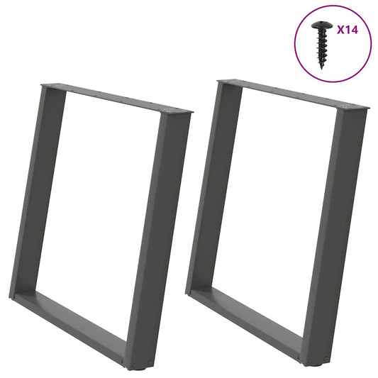 Gambe Tavolo Pranzo a U 2 pz Antracite 90x(72-73) cm Acciaio - homemem39
