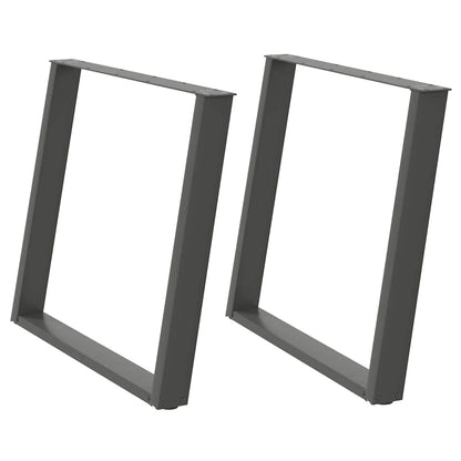 Gambe Tavolo Pranzo a U 2 pz Antracite 90x(72-73) cm Acciaio - homemem39
