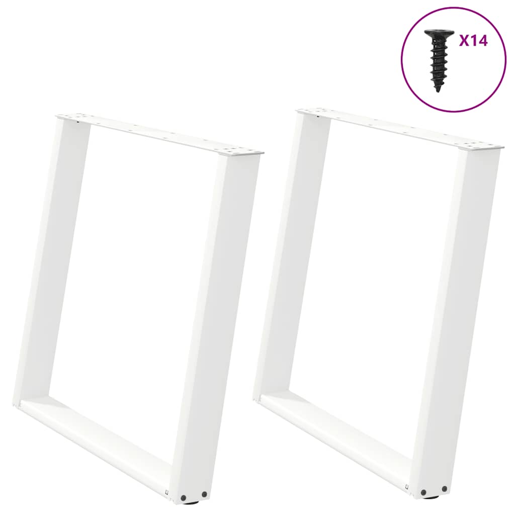 Gambe Tavolo Pranzo a U 2 pz Bianco 100x(72-73) cm Acciaio - homemem39