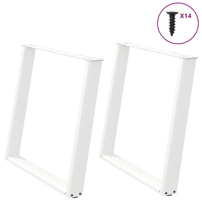 Gambe Tavolo Pranzo a U 2 pz Bianco 100x(72-73) cm Acciaio - homemem39