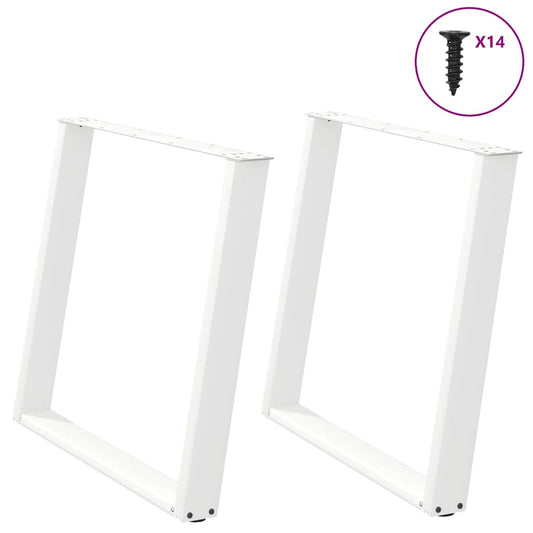 Gambe Tavolo Pranzo a U 2 pz Bianco 100x(72-73) cm Acciaio - homemem39