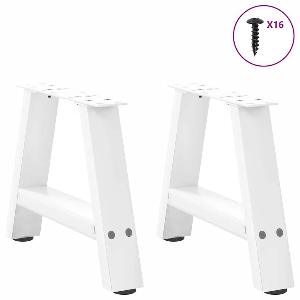 Gambe Tavolino da Caffè a A 2 pz Bianco 30x(30-31)cm in Acciaio - homemem39
