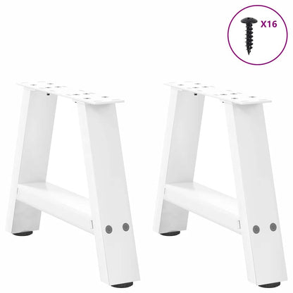 Gambe Tavolino da Caffè a A 2 pz Bianco 30x(30-31)cm in Acciaio - homemem39