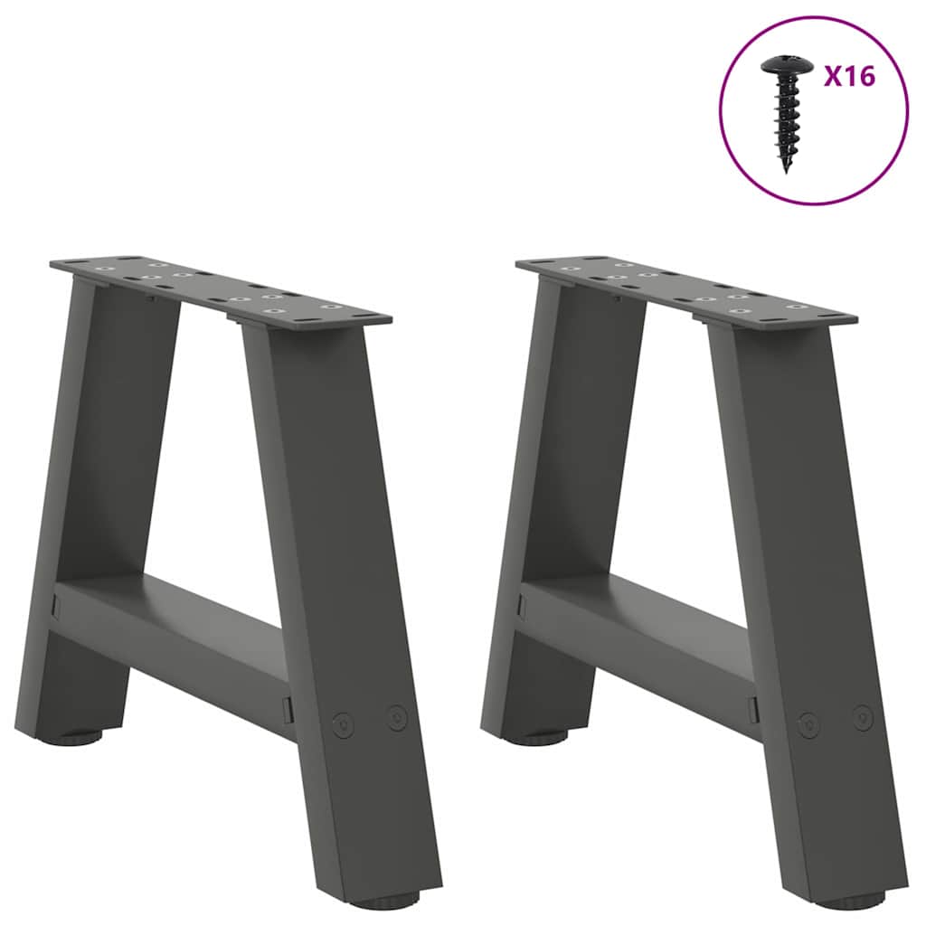 Gambe Tavolino Caffè a A 2 pz Antracite 30x(30-31)cm in Acciaio - homemem39