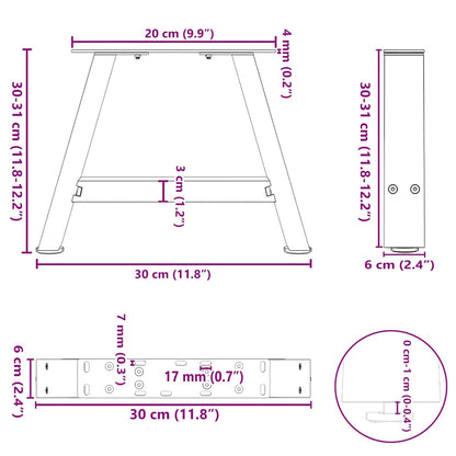 Gambe per Tavolino da Caffè forma A 2 pz Antracite 30x(30-31)cm