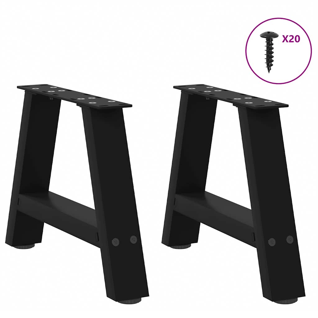 Gambe Tavolino da Caffè a A 2 pz Nero 40x(30-31) cm in Acciaio - homemem39