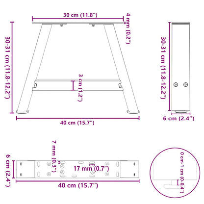 Gambe Tavolino Caffè a A 2 pz Antracite 40x(30-31)cm in Acciaio - homemem39