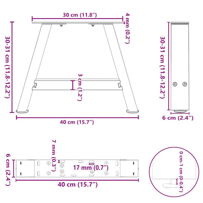 Gambe per Tavolino da Caffè forma A 2 pz Antracite 40x(30-31)cm