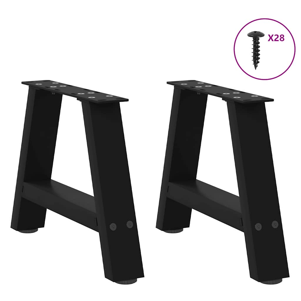 Gambe Tavolino da Caffè a A 2 pz Nero 50x(30-31) cm in Acciaio - homemem39