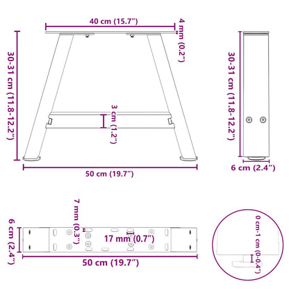 Gambe Tavolino da Caffè a A 2 pz Nero 50x(30-31) cm in Acciaio - homemem39