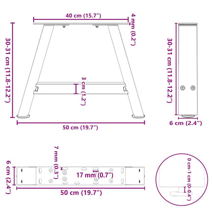 Gambe Tavolino da Caffè a A 2 pz Bianco 50x(30-31)cm in Acciaio - homemem39
