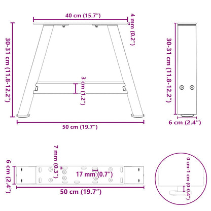 Gambe per Tavolino da Caffè a Forma di A 2 pz 50x(30-31) cm